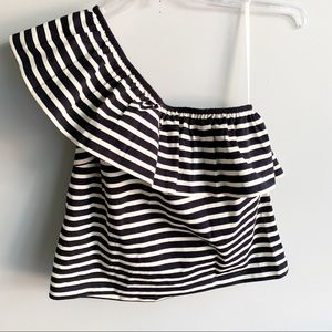 J. Crew Striped Cotton One Shoulder Top